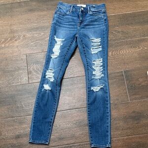 PacSun Dark Blue Ripped Skinny Jegging